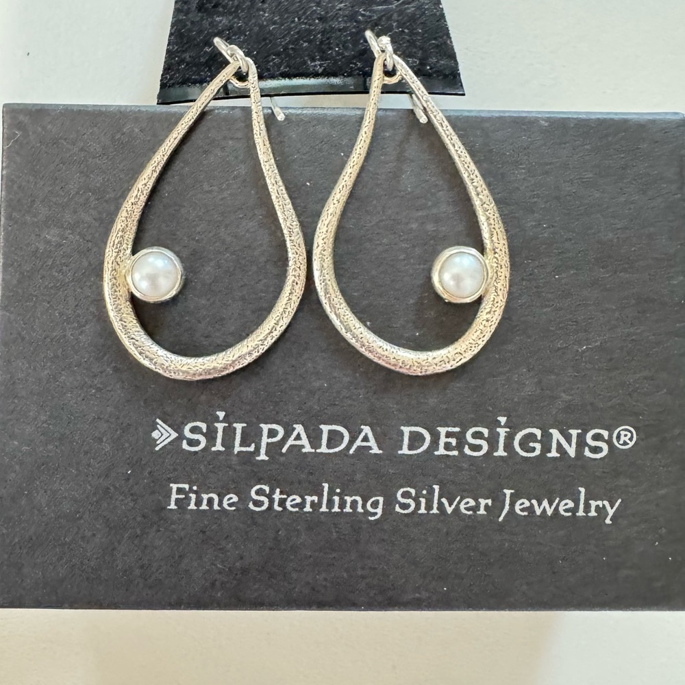 925 SILPADA Hoop & Pearl Earrings
